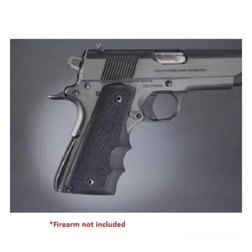 1911 Full Size Rubber Grip with Finger Grooves for Pistol - Black