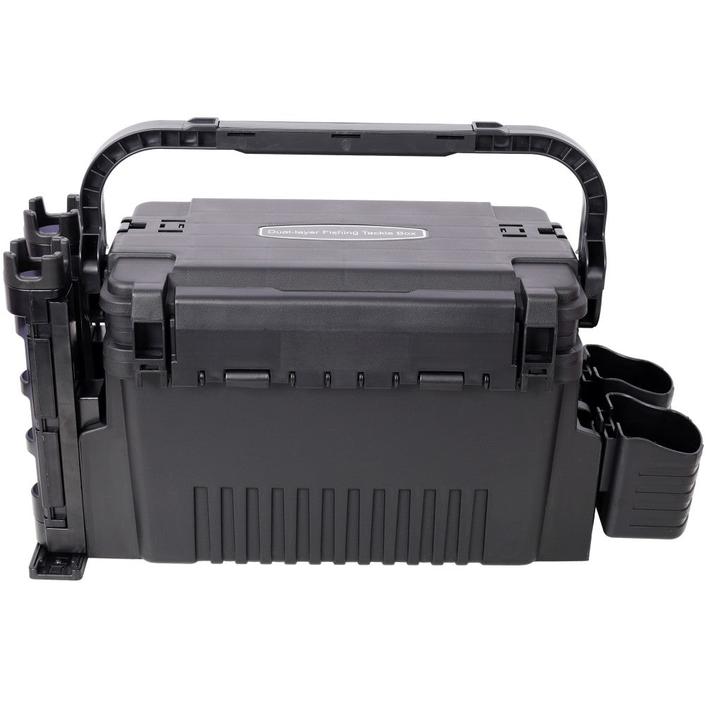 Dual Layer Fishing Tackle Box Organizer with Large Capacity & Portable Handle