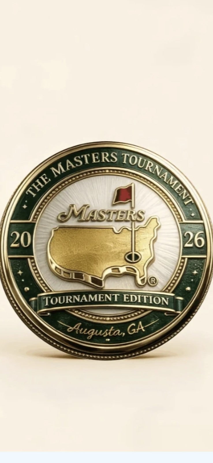 2026 Masters Jumbo Coin & Ball Marker 40mm with Case - Multicolor