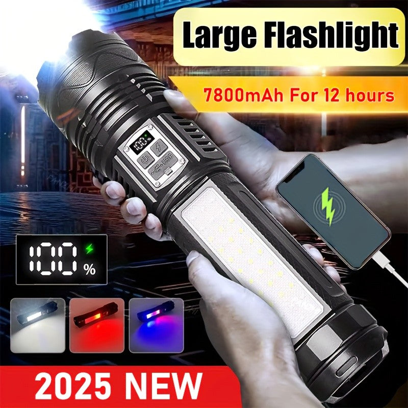 Super Bright Rechargeable LED Searchlight with Long Range Torch - Waterproof & Portable