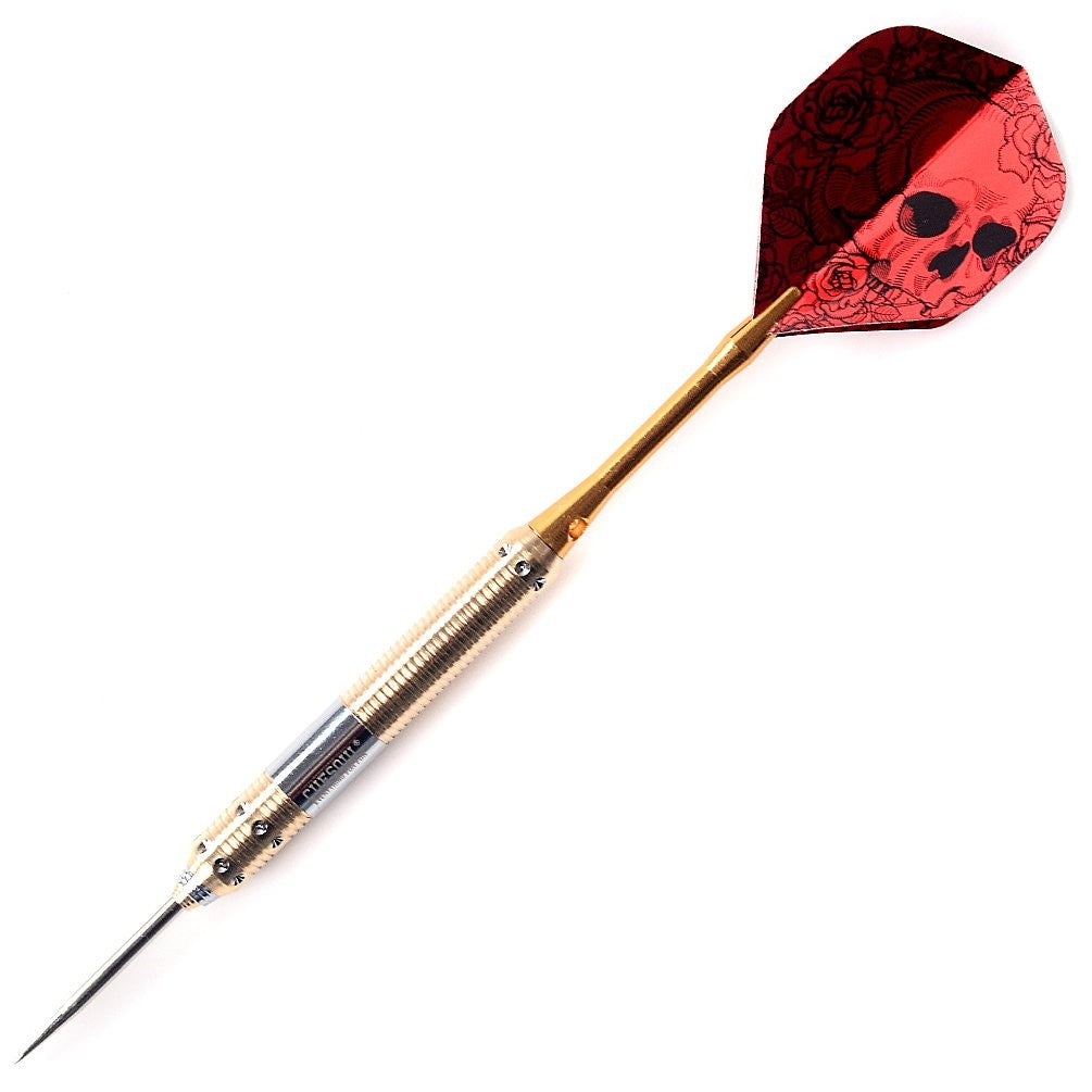 CUESOUL Dragon Series 21g Steel Tip Darts Set – Red Brass Barrels with 6 Nylon Shafts