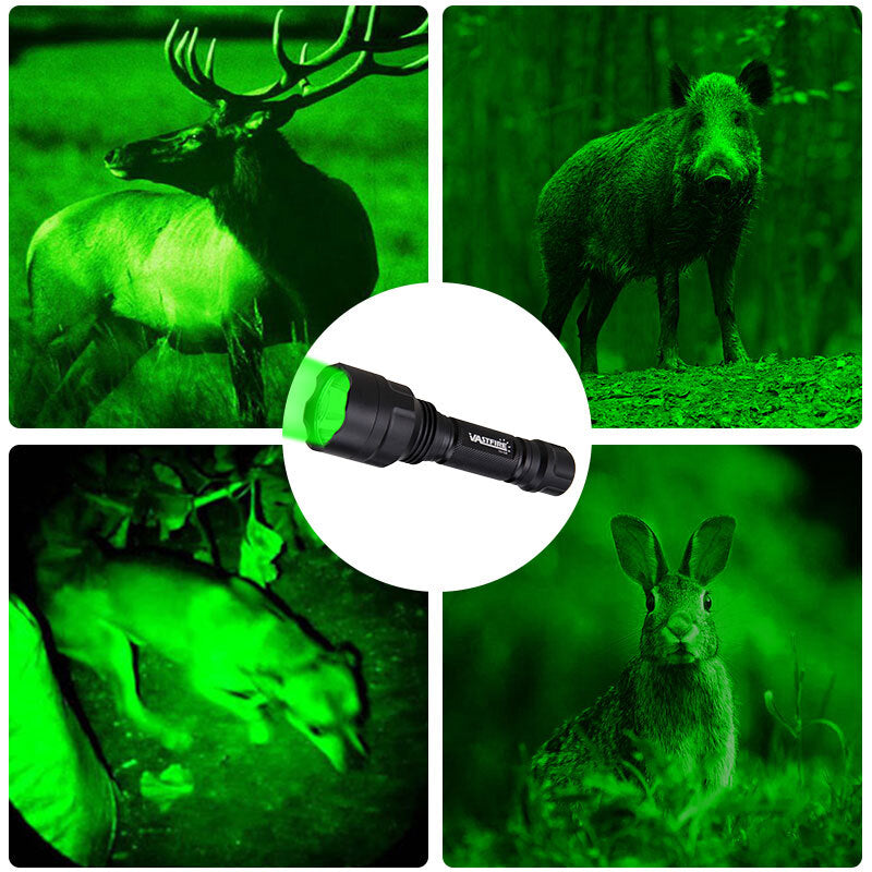 LED Green Light Scope Flashlight with Mount for Hunting and Shooting