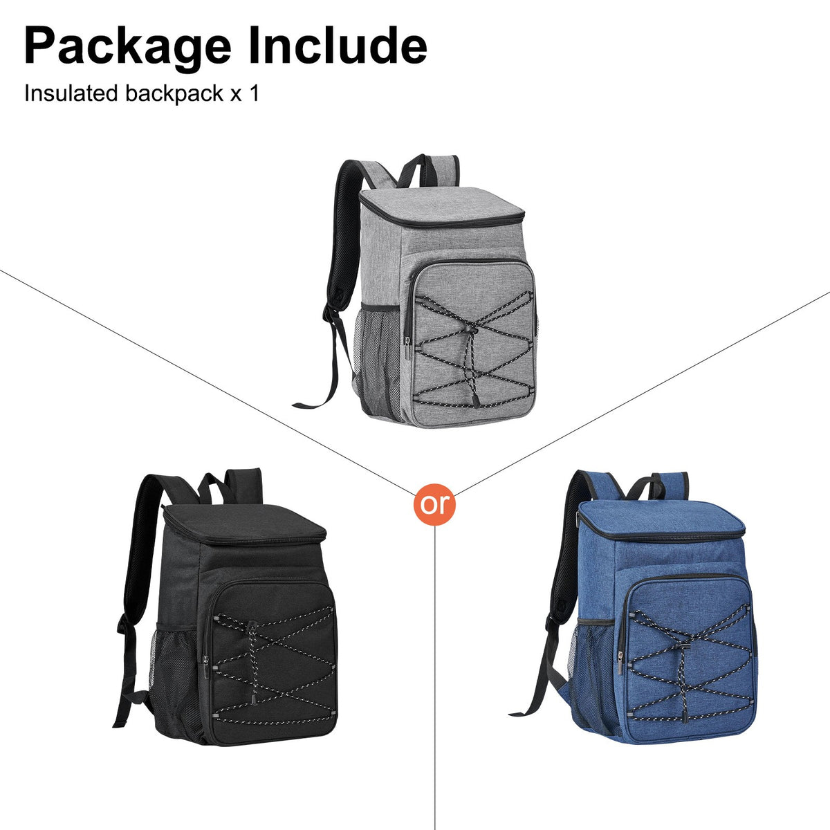 Insulated Cooler Backpack 23L Waterproof Lunch Bag for Camping Beach Picnic