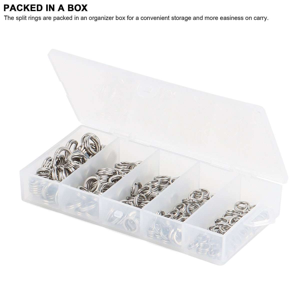 200pcs Stainless Steel Fishing Split Rings Set with Pliers - Multiple Sizes