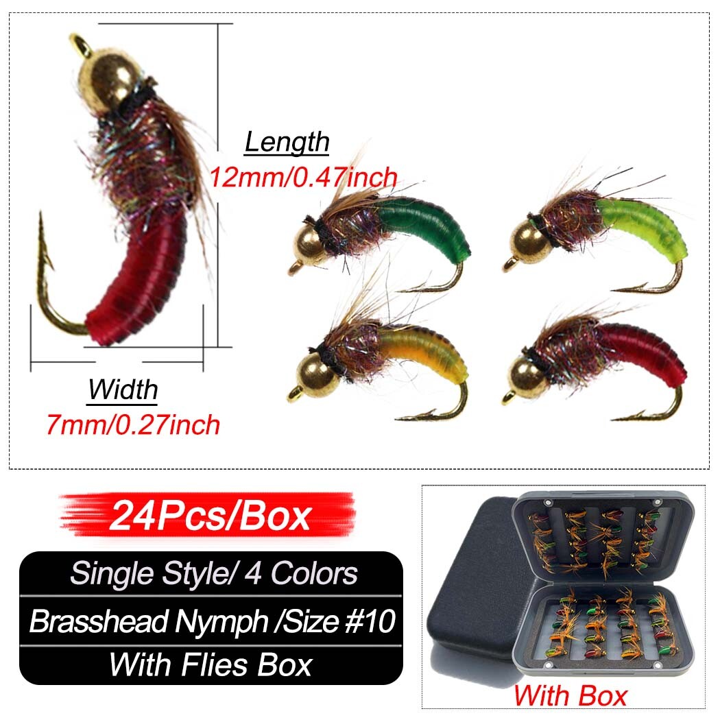 Fly Fishing Flies Collection - Dry, Wet, Nymph Assortment with Fly Box - Multiple Sizes