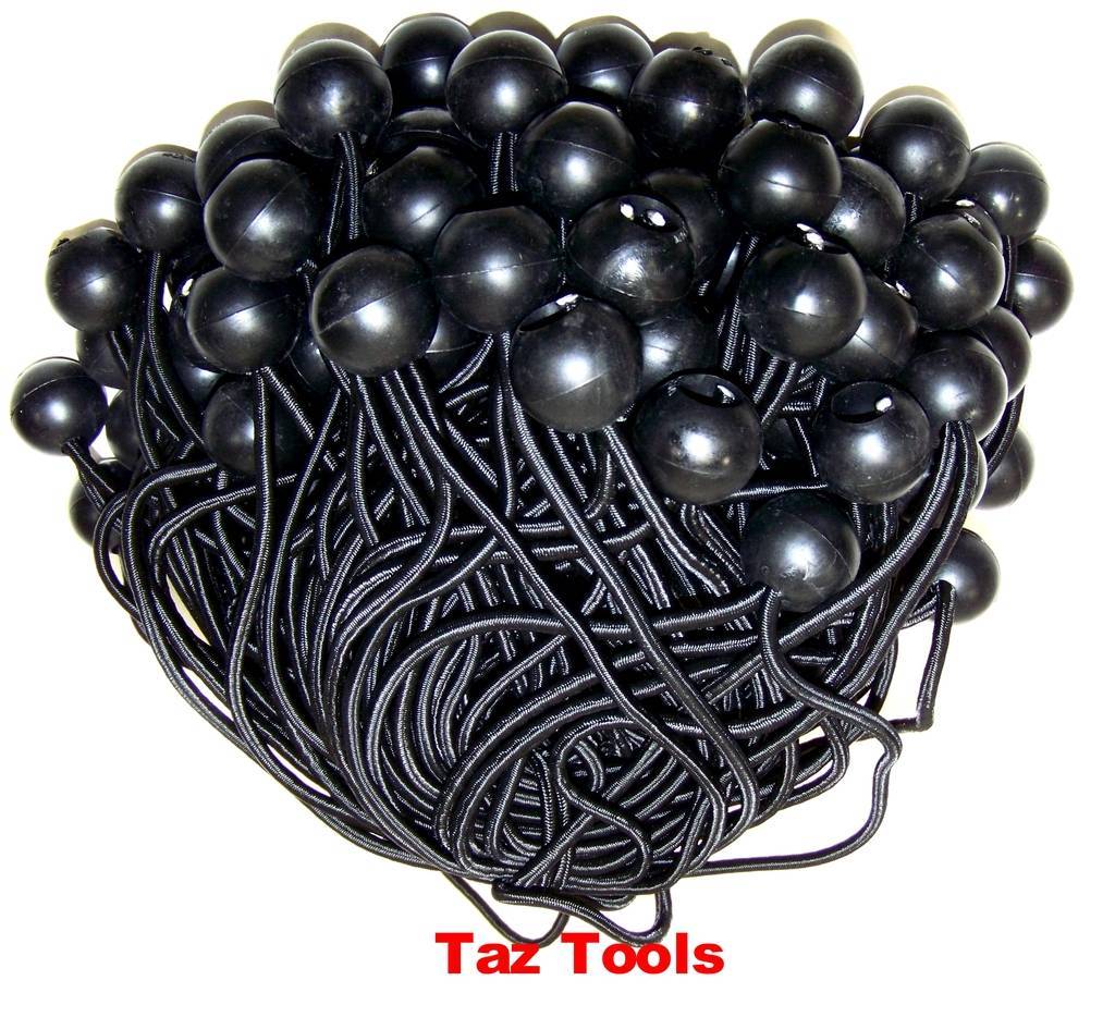 Heavy Duty 6-Inch Black Bungee Cords 100 Pack for Tarp Tie Downs & Securing Items