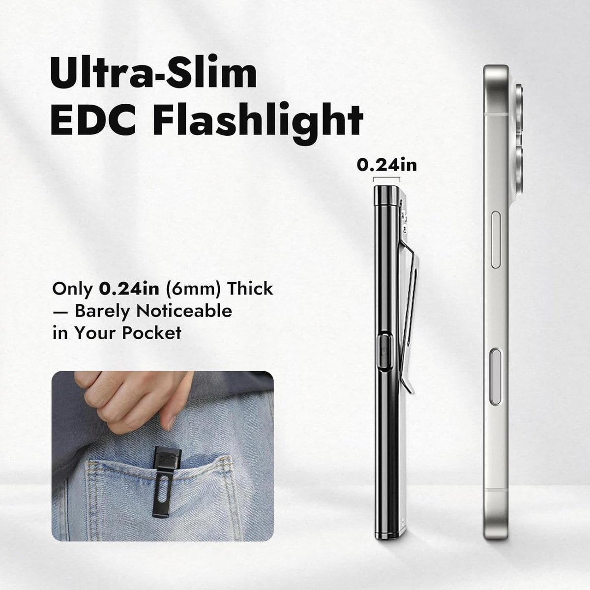 LED Flashlight, Portable 400 Lumens Multi-Mode Pocket Torch Black
