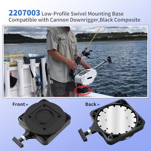 Low-Profile Swivel Base for Cannon Downrigger - Marine Boat Accessory