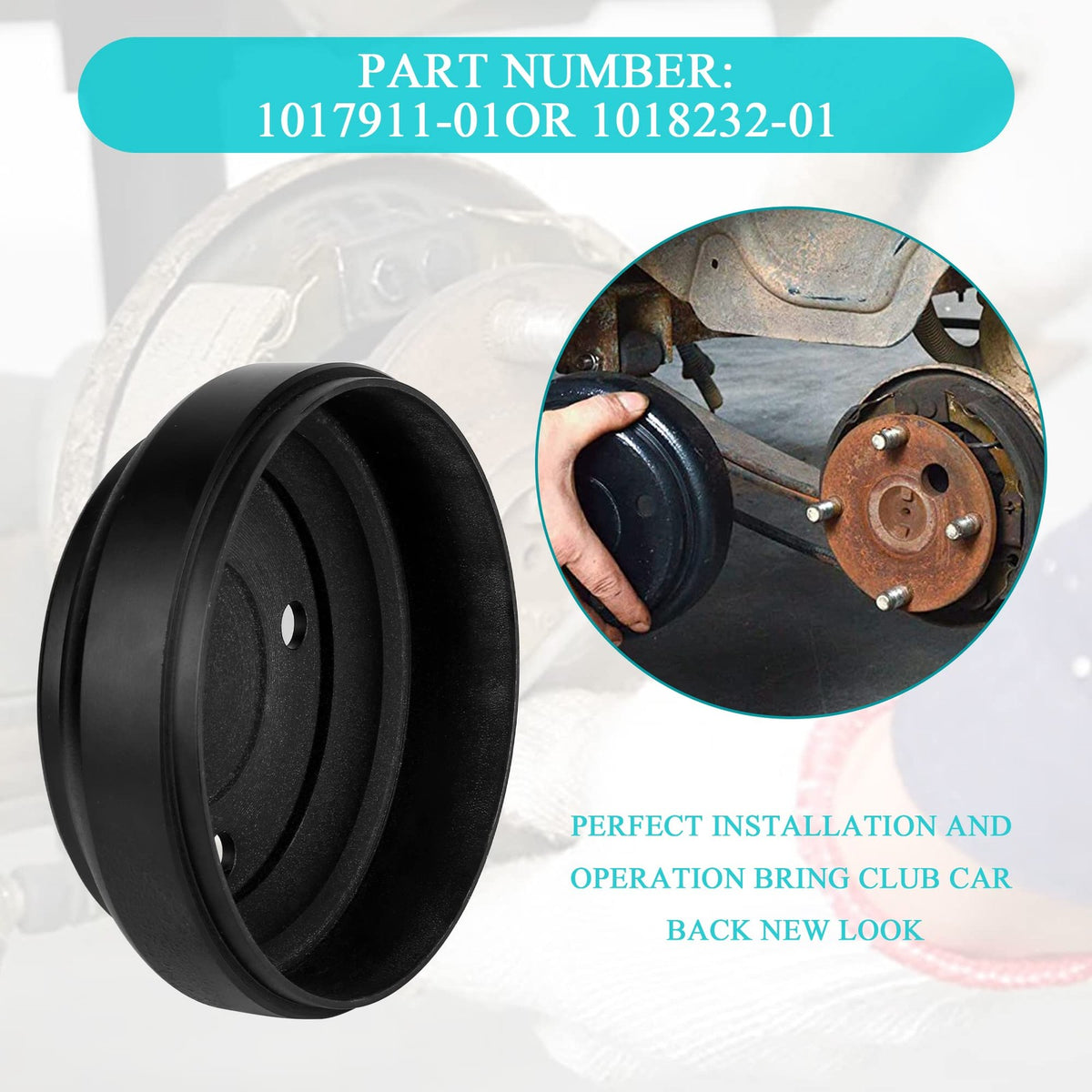 Golf Cart Rear Brake Drums for Club Car DS Precedent 1995-2004 Replacement