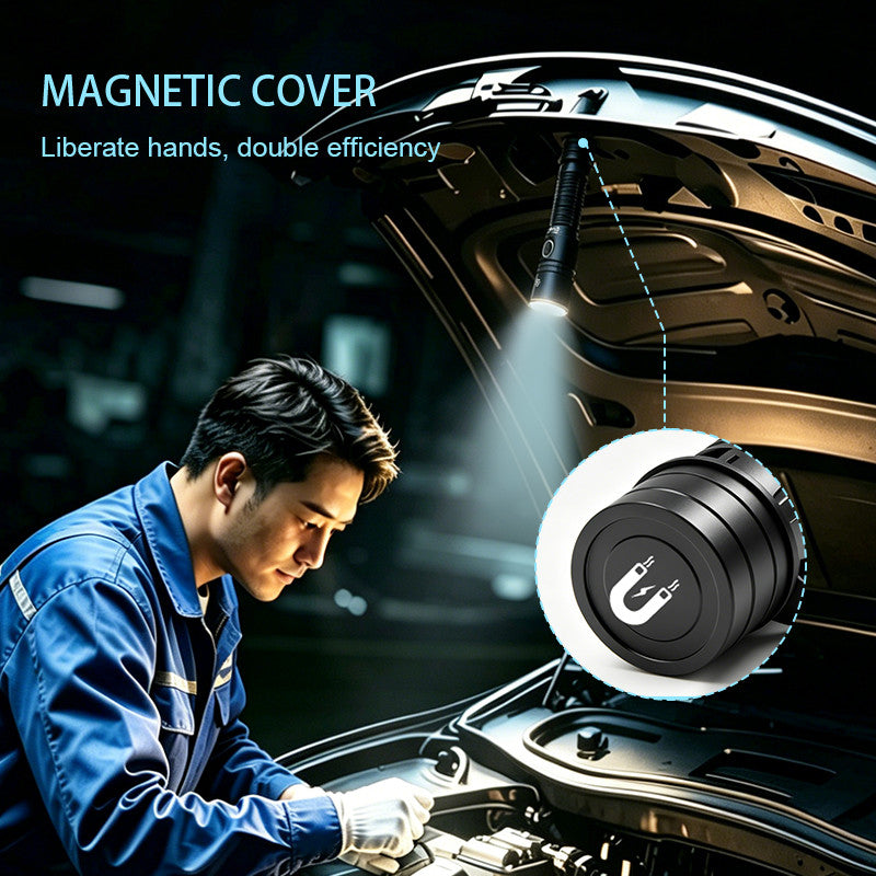Rechargeable LED Tactical Flashlight with Magnetic Base - High Brightness, Durable Aluminum Body