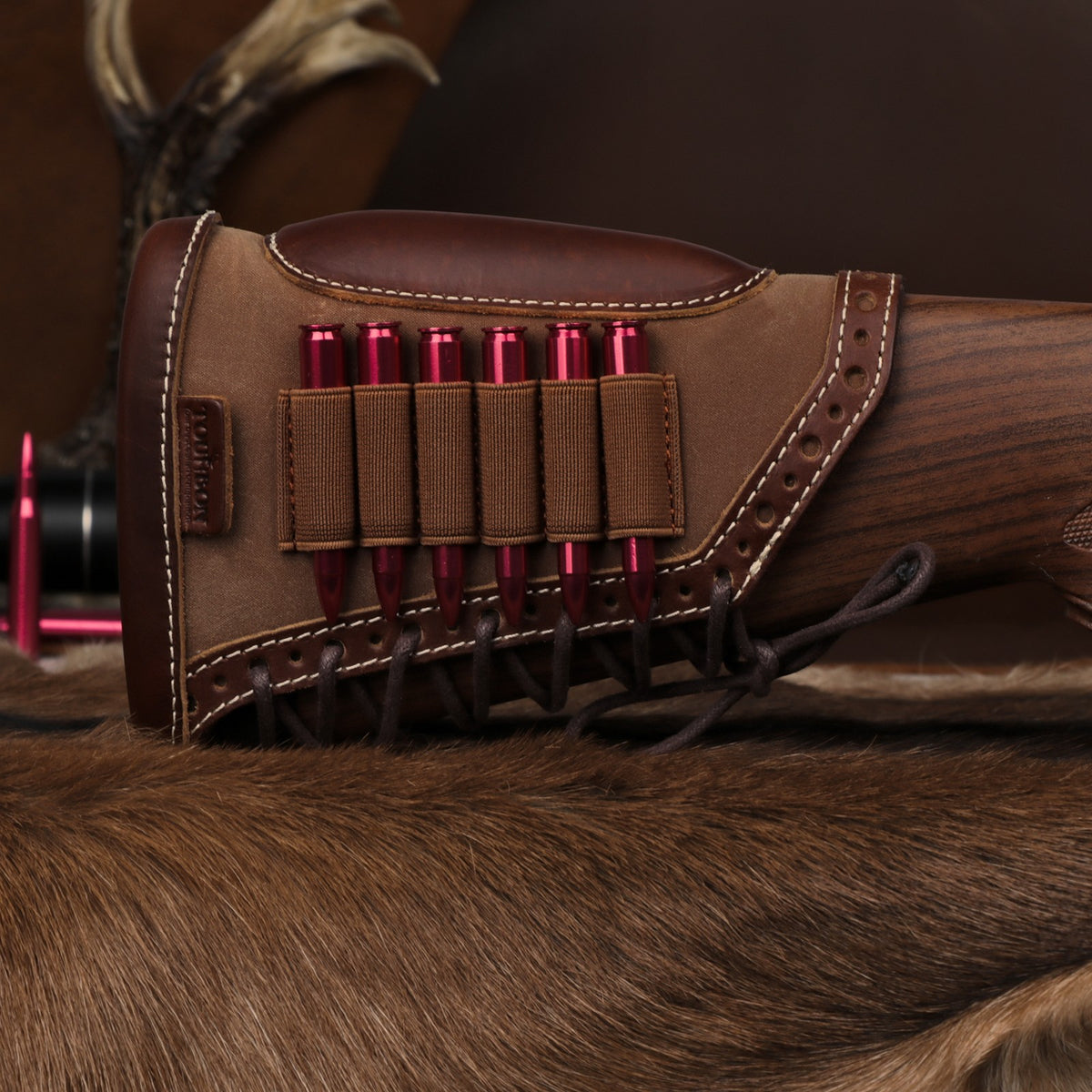 Canvas Leather Cheek Rest for Rifle Stocks with Slots and Recoil Pad