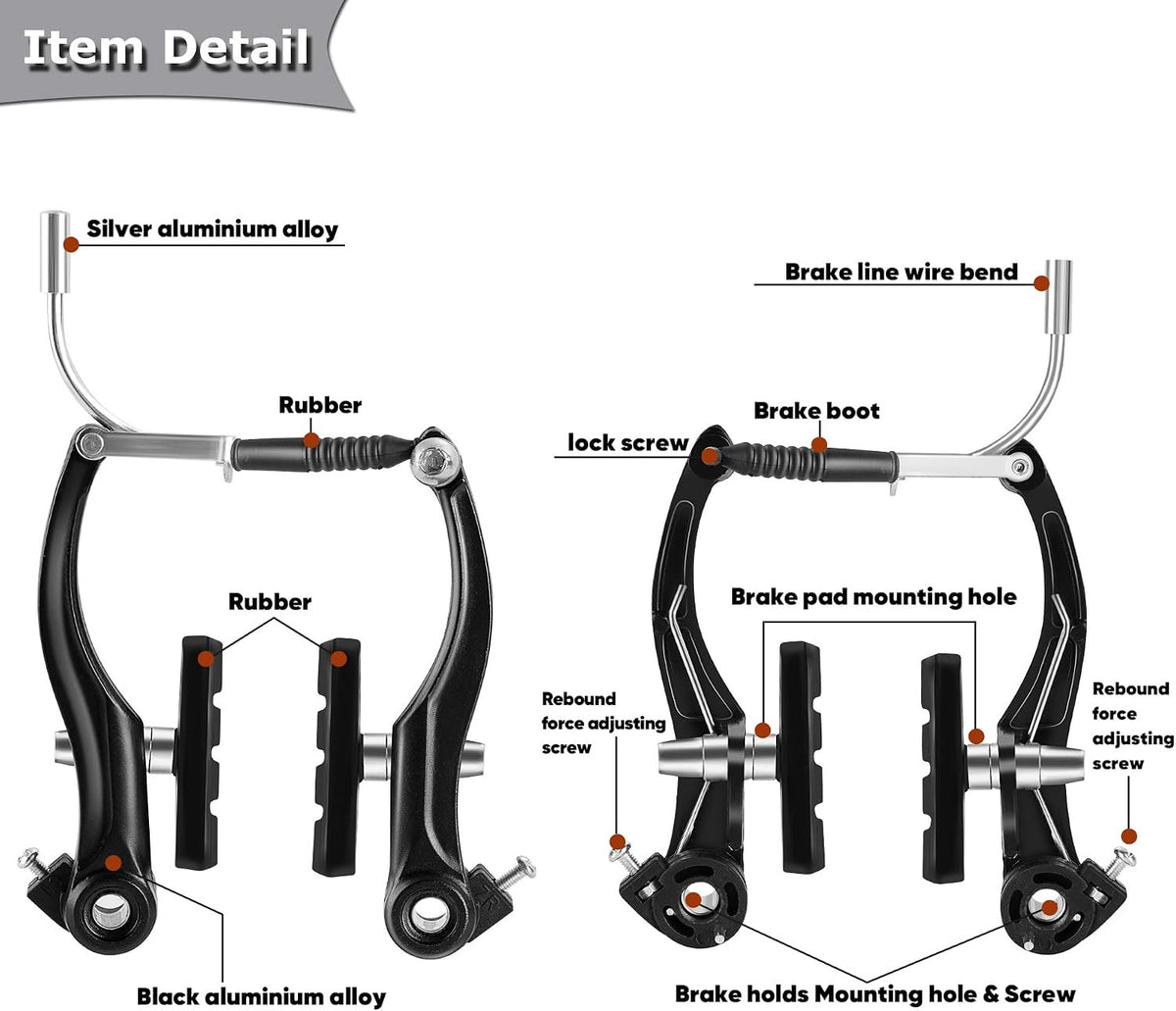 Complete Bike Brake Set with Cables for Mountain & Hybrid Bicycles