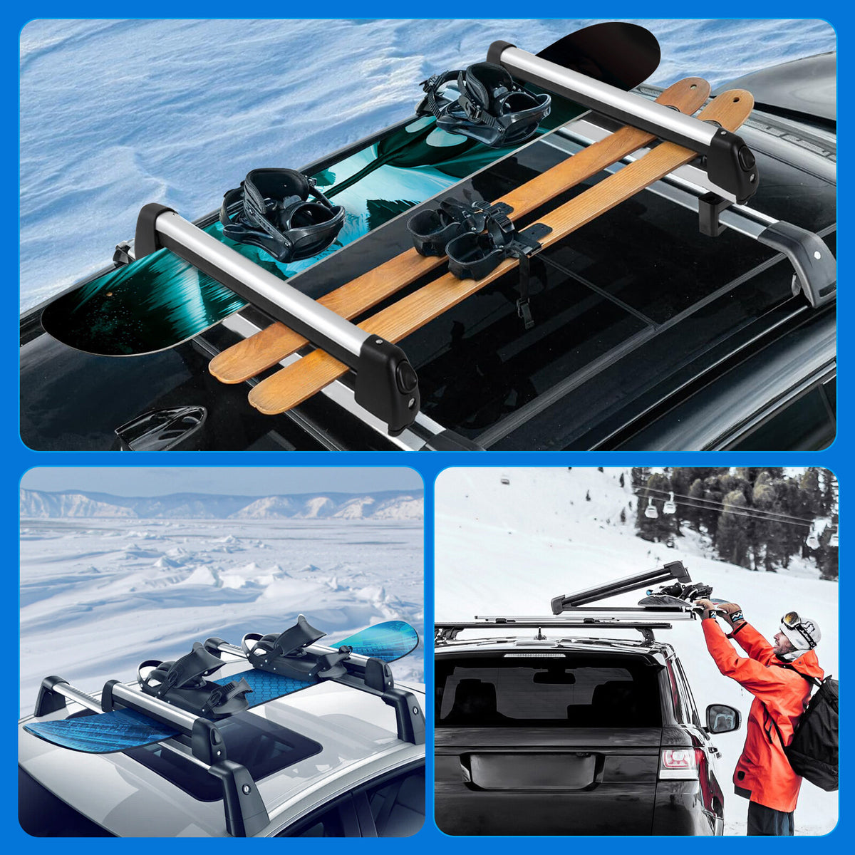 Universal Ski & Snowboard Roof Rack Cross Bar for 3 Series E46 E36