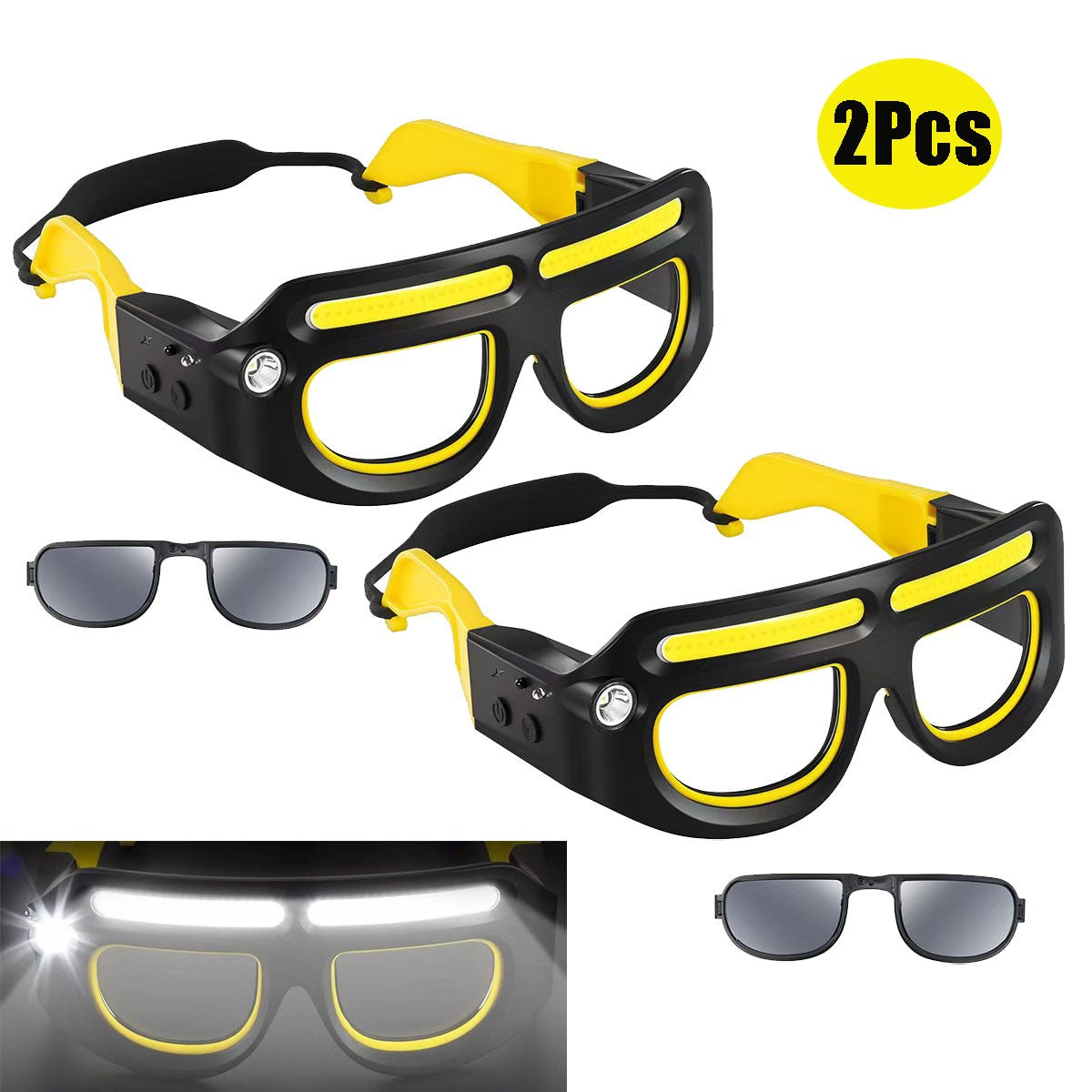 Rechargeable LED Safety Glasses with 5 Light Modes for Running, Cycling & Outdoor Activities