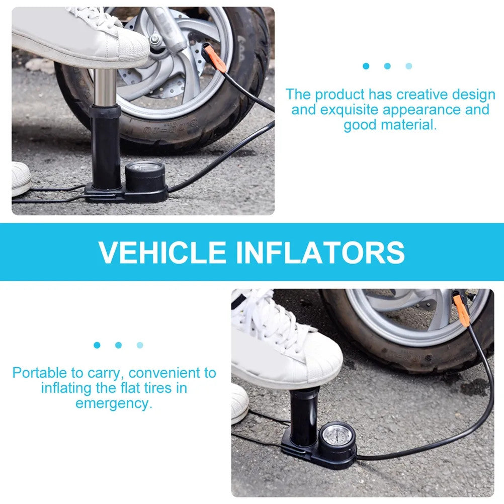 Portable Foot-Operated Bicycle Pump with Pressure Gauge for Car Motorcycle