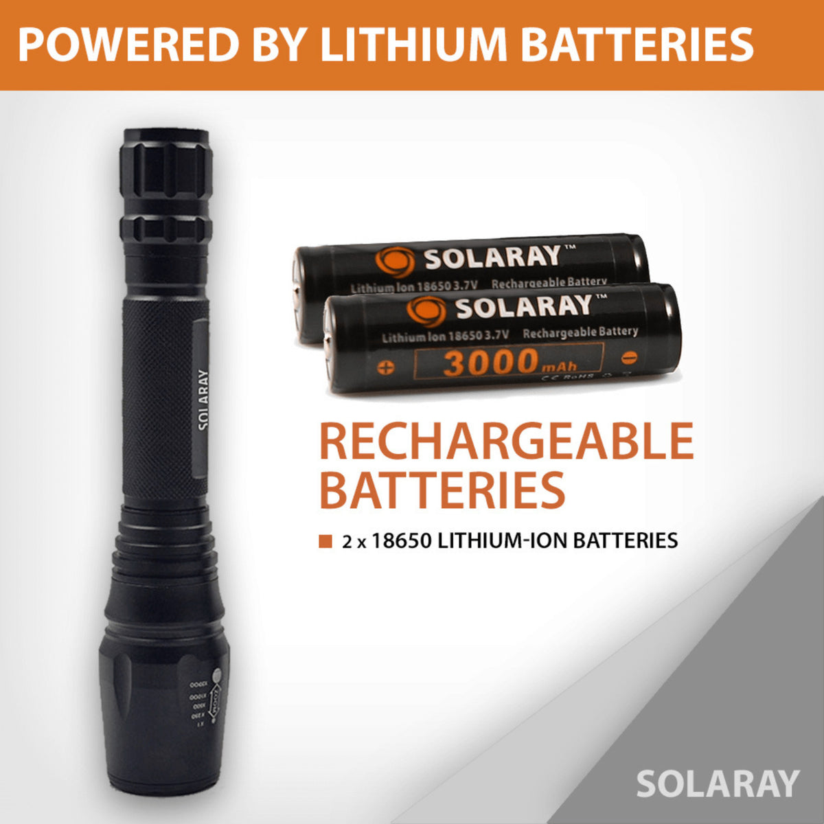 18650 LED Tactical Flashlight Kit with Zoom and 5 Light Modes