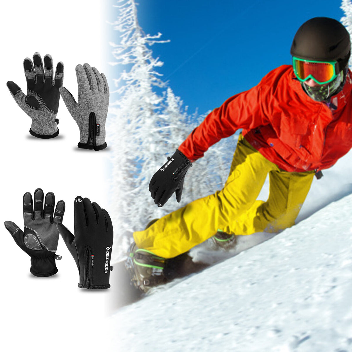 Winter Waterproof Touch Screen Gloves for Men Women - Windproof Warm Mittens