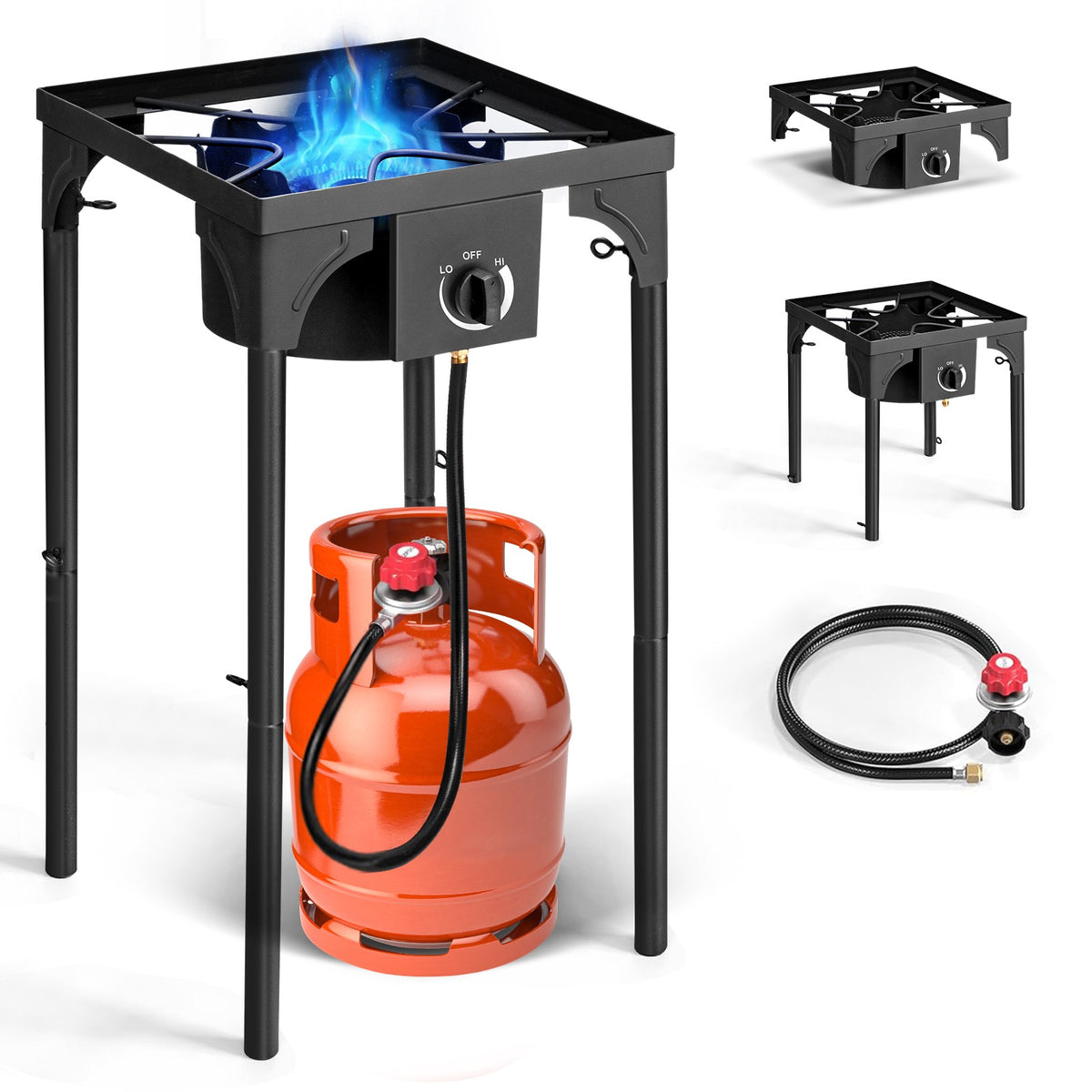 Portable Outdoor Propane Camp Stove 75,000-BTU Single Burner BBQ Grill
