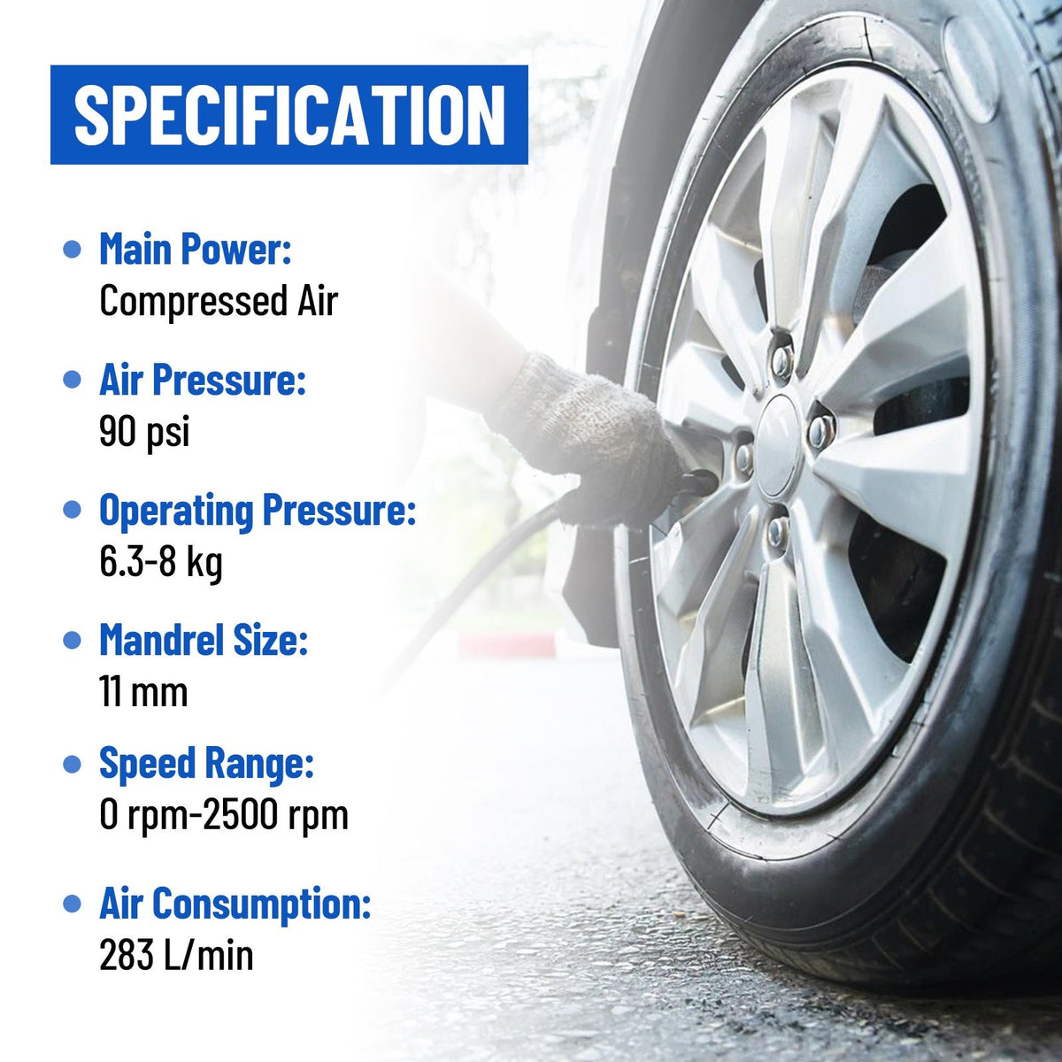 Air Tire Repair Buffer Kit with Polish Patch Tools 2500rpm Low Speed