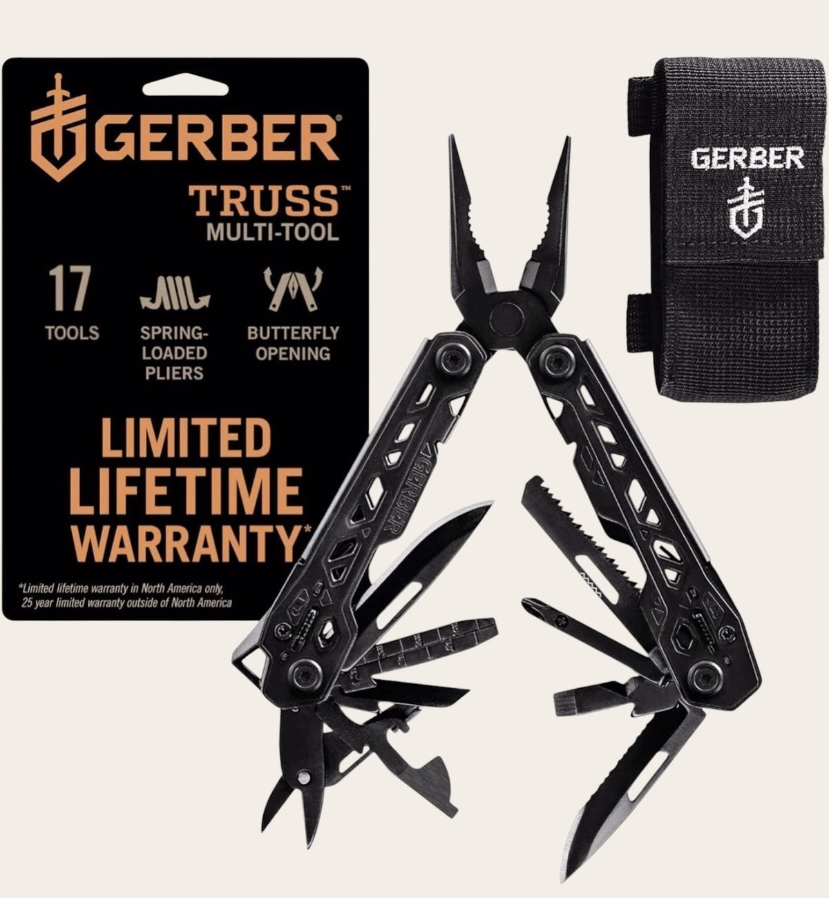 Gerber Truss Multi-Tool with Folding Knife and Needle Nose Pliers - 17 Tools