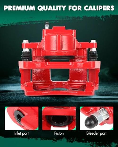 Front & Rear Disc Brake Caliper with Bracket for Chrysler Dodge Vehicles - Red