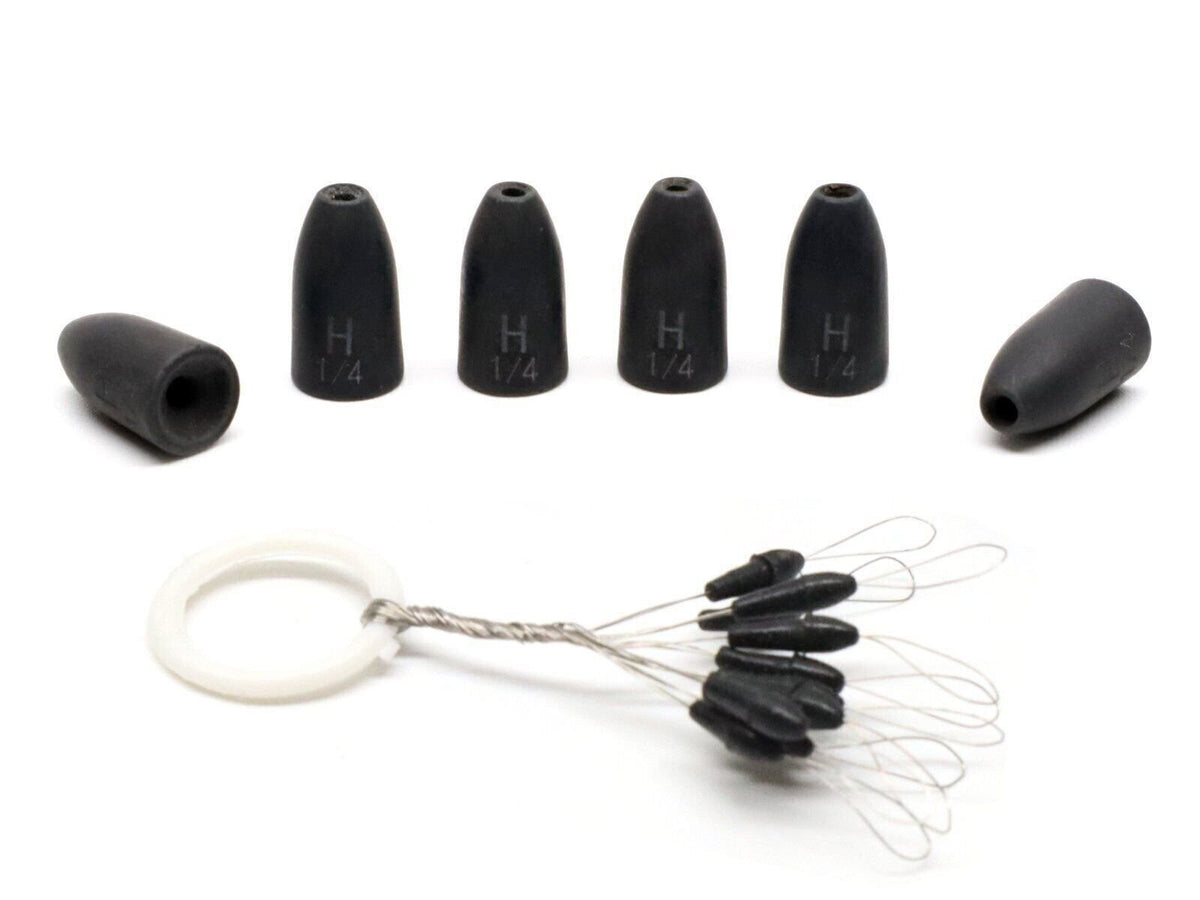 Tungsten Worm Weights for Fishing - Chip-Proof, Includes Weight Pegs, Multiple Sizes