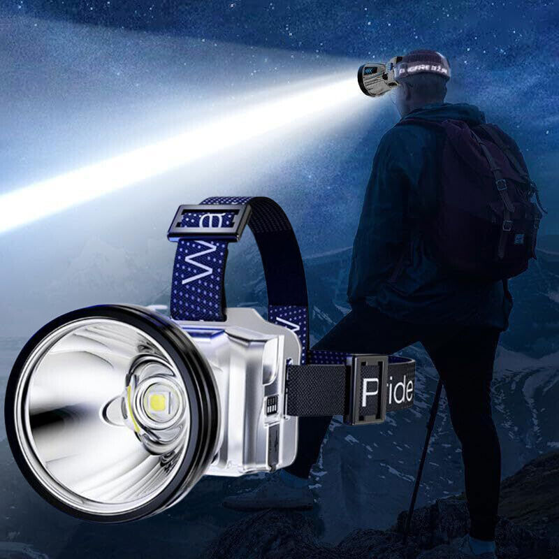 90000 Lumen Rechargeable Headlamp with Sensor Control and 500m Beam