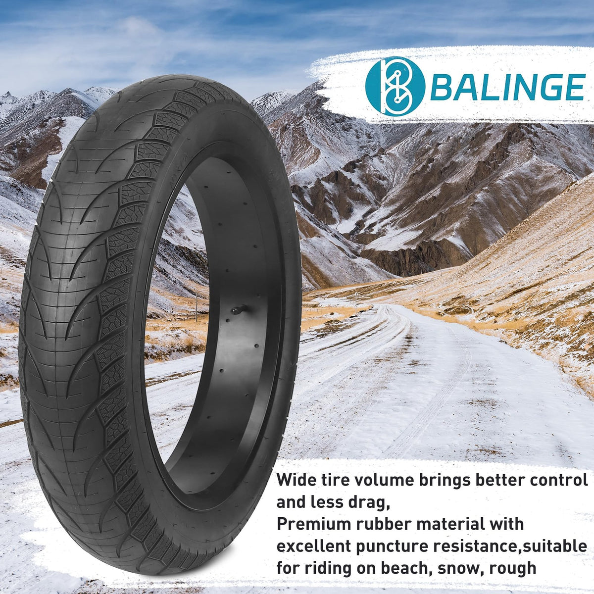 26x4.0 Fat Bike Tires E-Bike Mountain Snow Heavy Duty 2 Pack