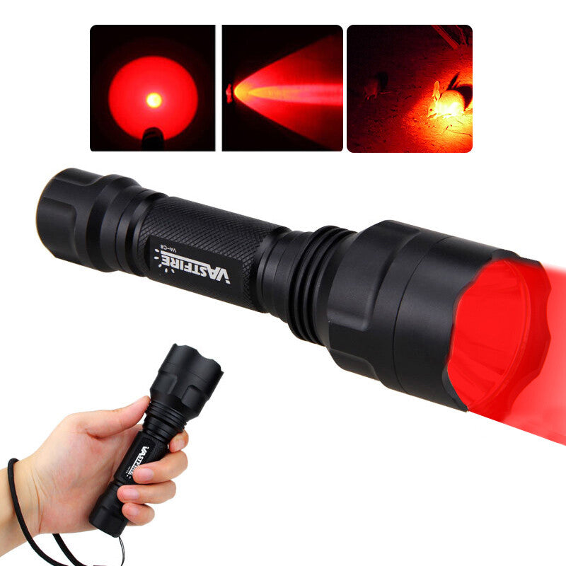 Rechargeable Red LED Hunting Flashlight 400 Yards Waterproof Torch for Predator and Varmint