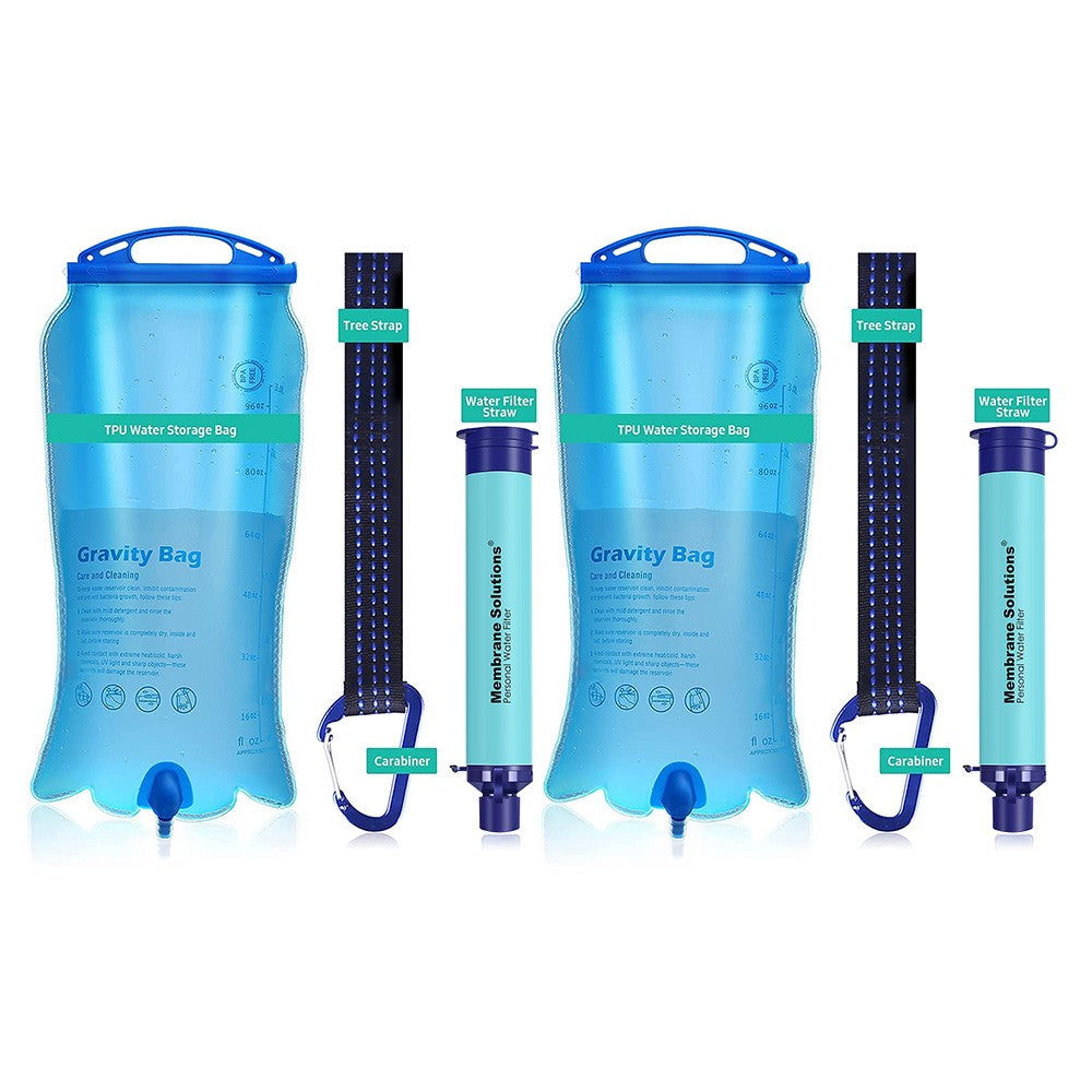 Gravity Water Filter Straw with 3L Water Bag - Portable Camping & Emergency Water Purifier
