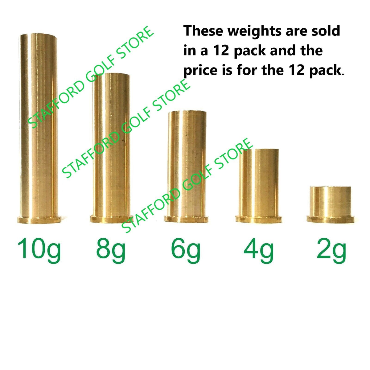 Golf Shaft Tip Weights Brass Pack of 12 for Club Balance and Swing Tuning