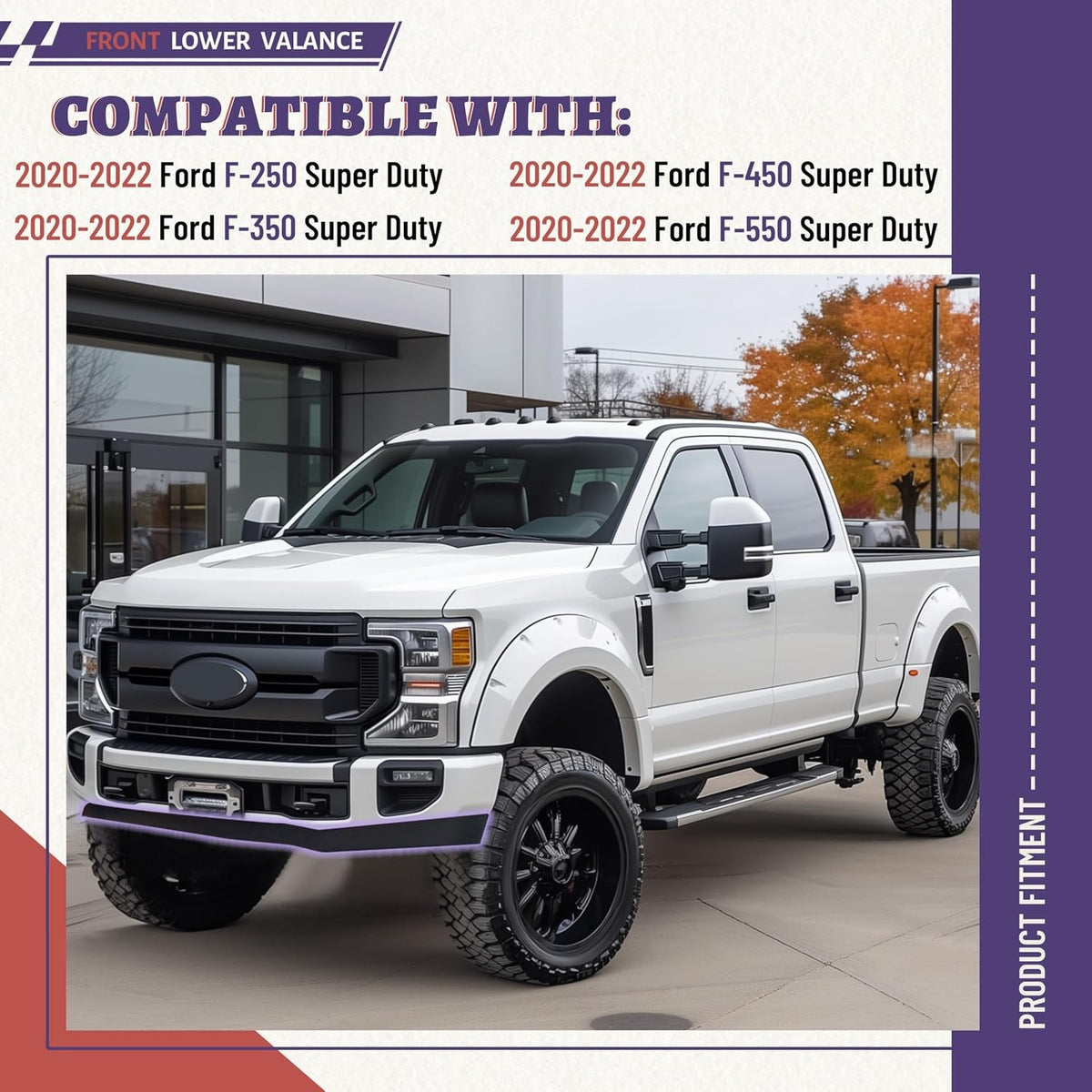Lower Front Bumper Valance Panel Compatible with Ford F-250 F-350 F-450 F-550 2020-2022