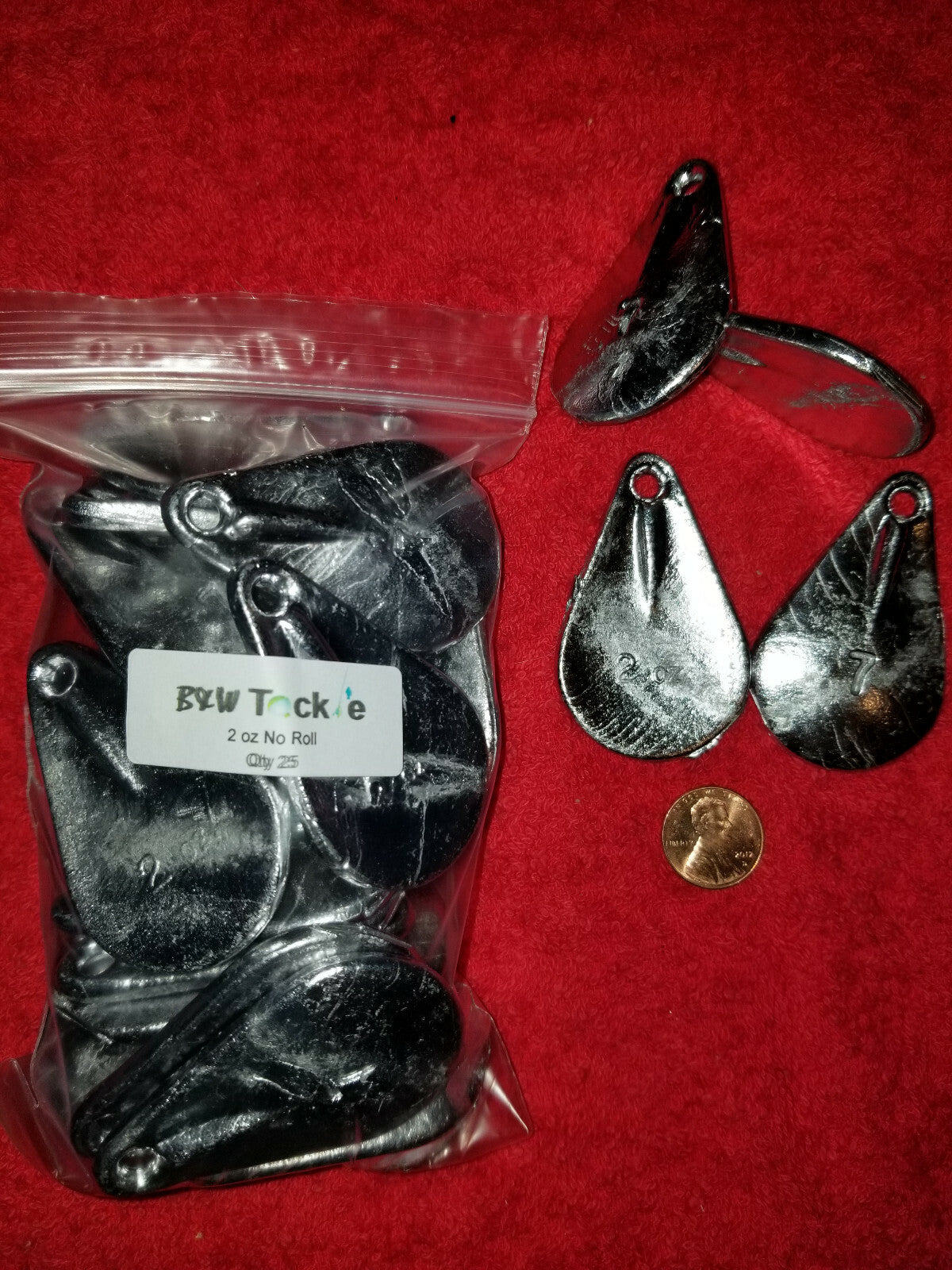 2 oz No Snag Fishing Lead Weights - Pack of 25 Sinkers for Anglers