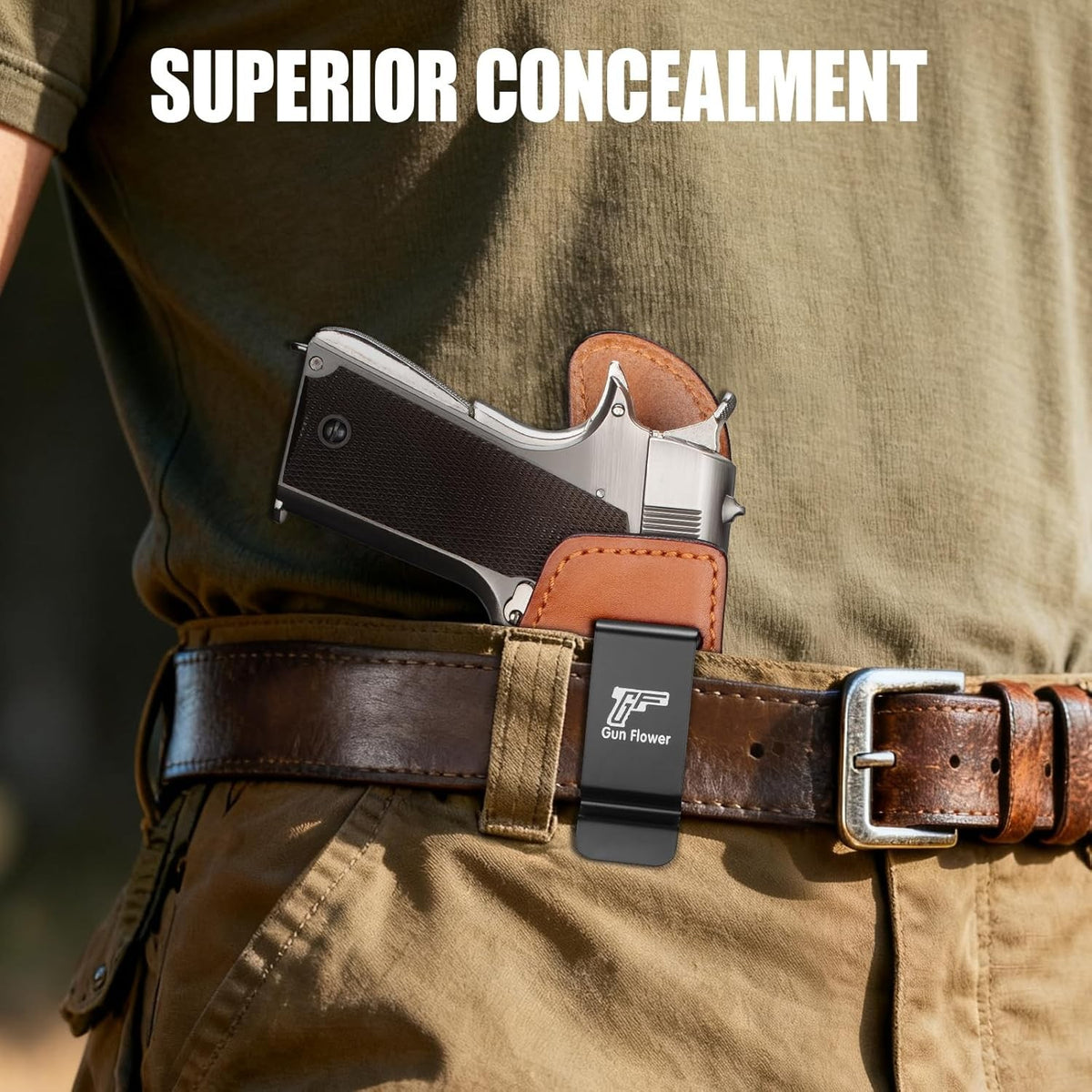 Full Grain Leather IWB Holster for 1911-Style Handguns 4-5 Inch Barrels, RH