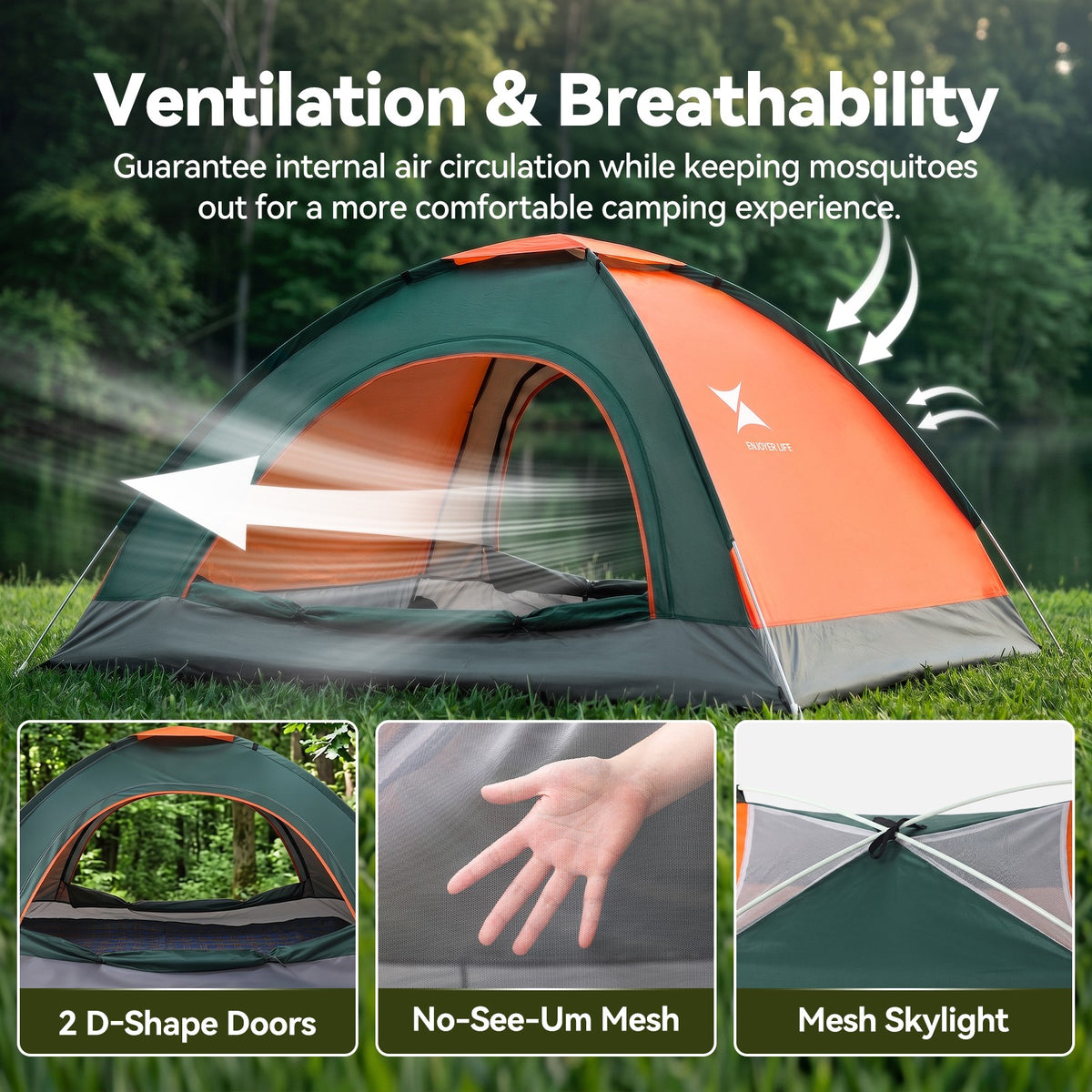 Pop Up Waterproof Tent for Camping Hiking Windproof Instant Shelter US Stock