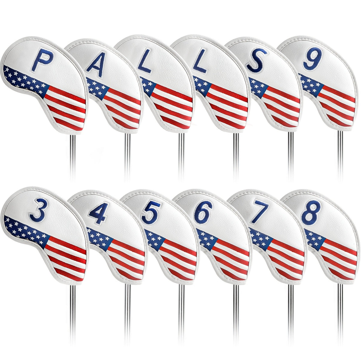 Golf Iron Head Covers 12 Pack Set - Universal Durable PU Club Protectors