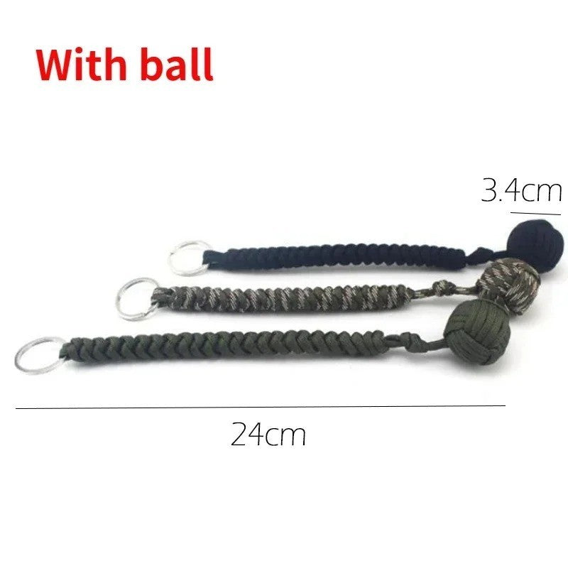 Paracord Monkey Fist Keychain Outdoor Survival Accessory with Steel Ball