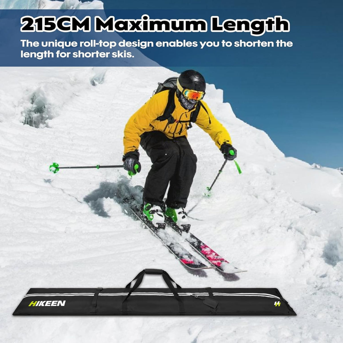 Full Padded Waterproof Ski Bag for Air Travel Up to 84.6 Inches