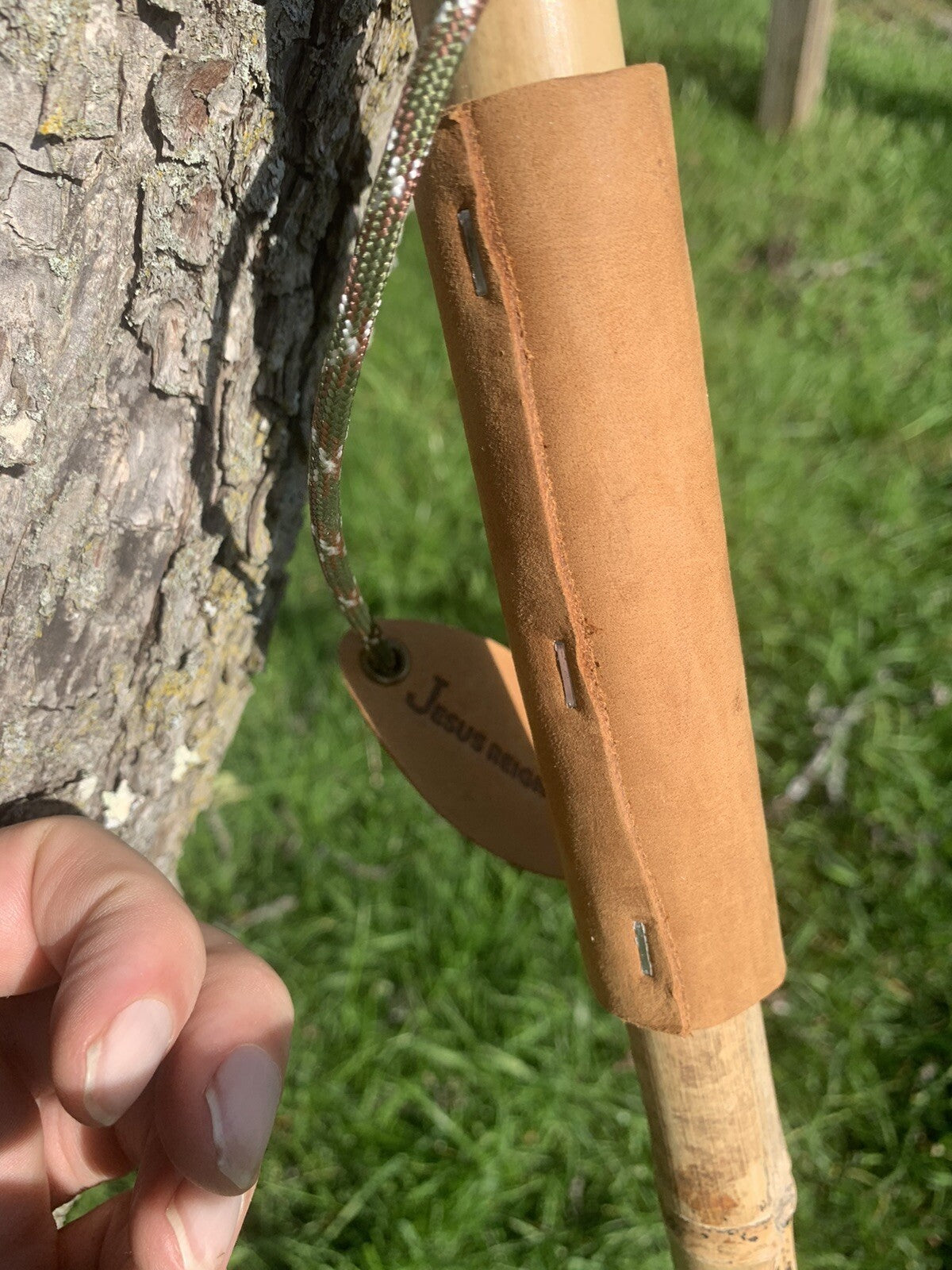 Weathered Bamboo Walking Stick for Hiking & Trekking - Handmade in USA