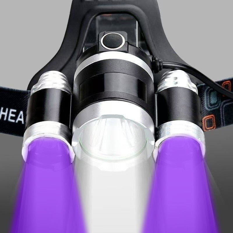 UV 395nm Rechargeable Headlamp with 4 Modes for Stain Detection & Night Use