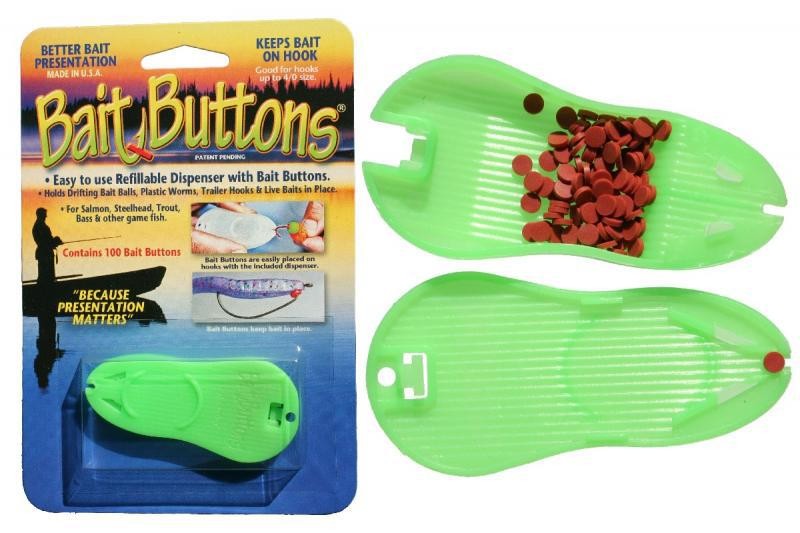 Fishing Bait Button Dispenser with 100 Original Bait Holders for Saltwater and Freshwater Fishing