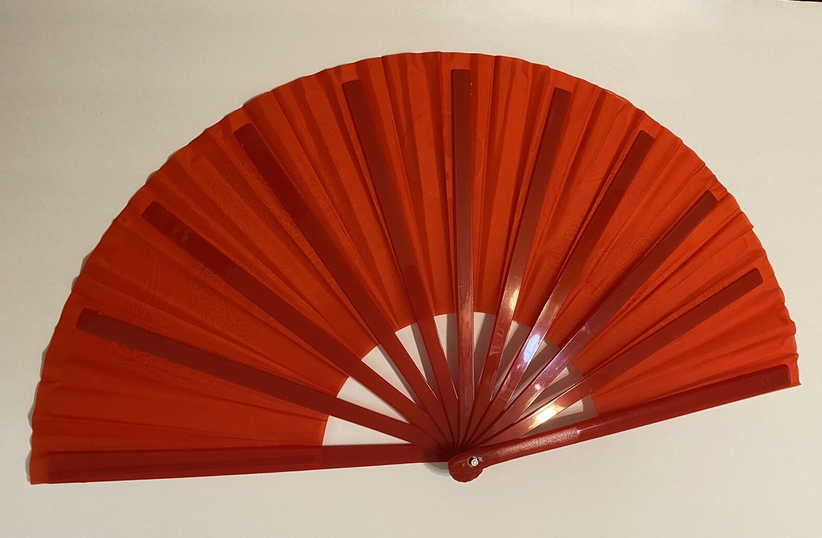 Martial Arts Red Plastic Tai Chi Dragon Training Fan - 13 Inch