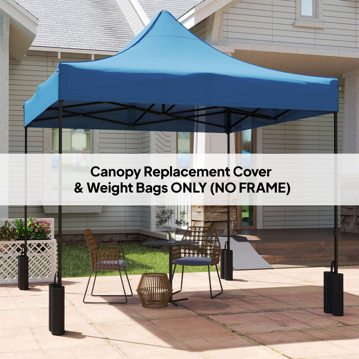 10' x 10' Pop Up Canopy Replacement Top with Weights - Blue