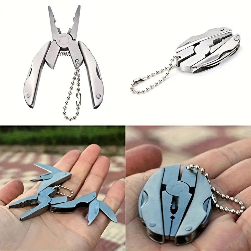 Portable Multi-Tool Pliers Knife Keychain Set - Stainless Steel, Outdoor
