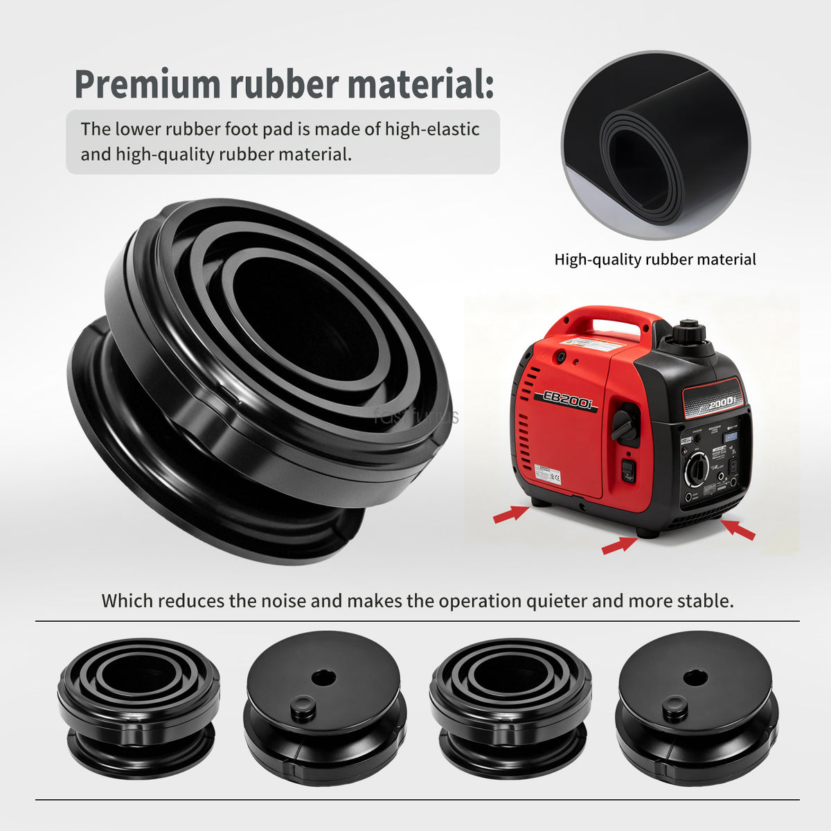 Rubber Foot Pads for Honda Generators EB2000i EU2000i - 4 Pack