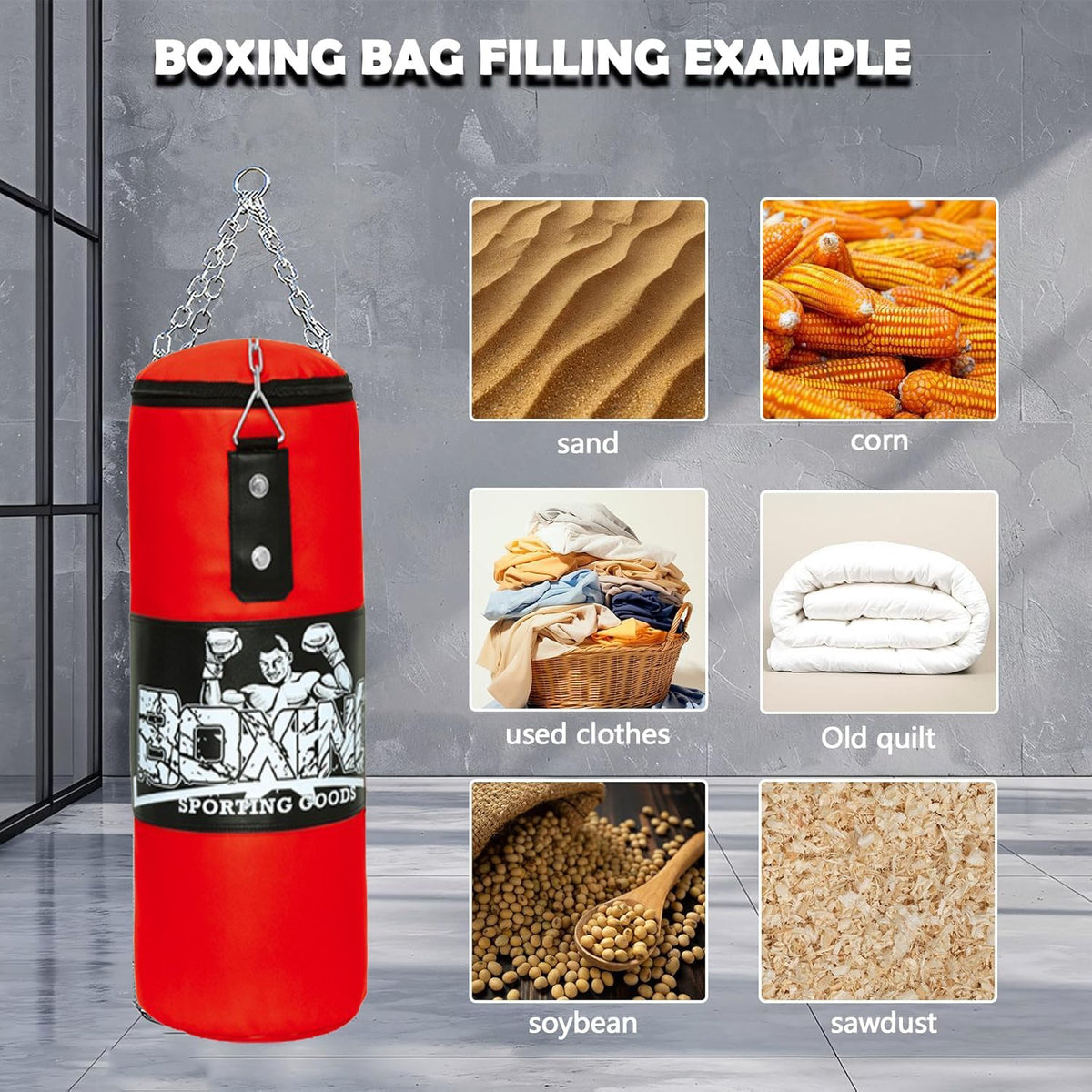 Heavy Duty Kids Punching Bag Set with Gloves for Kickboxing MMA Fitness Training