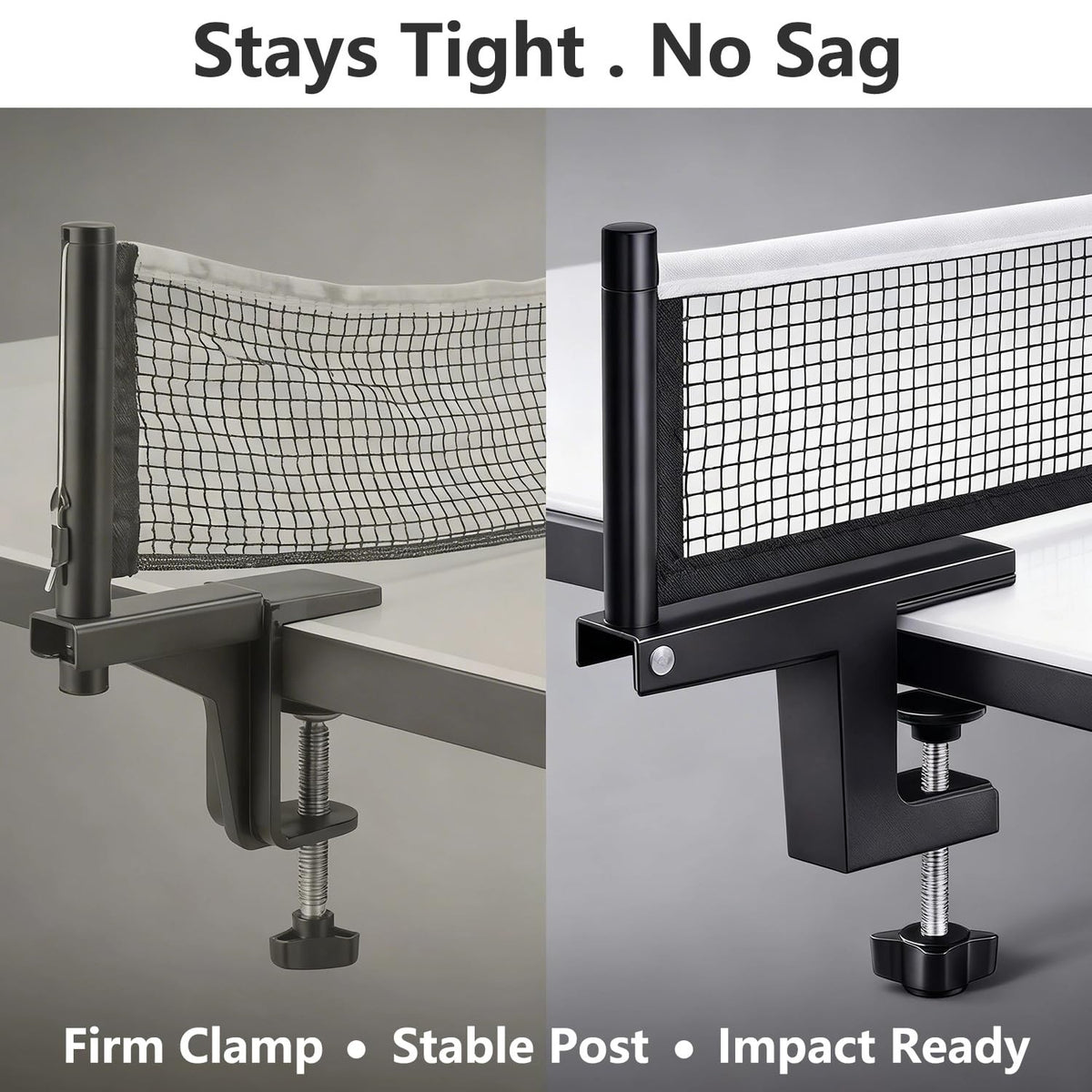 Portable Table Tennis Net Set with Adjustable Posts - Easy Clamp