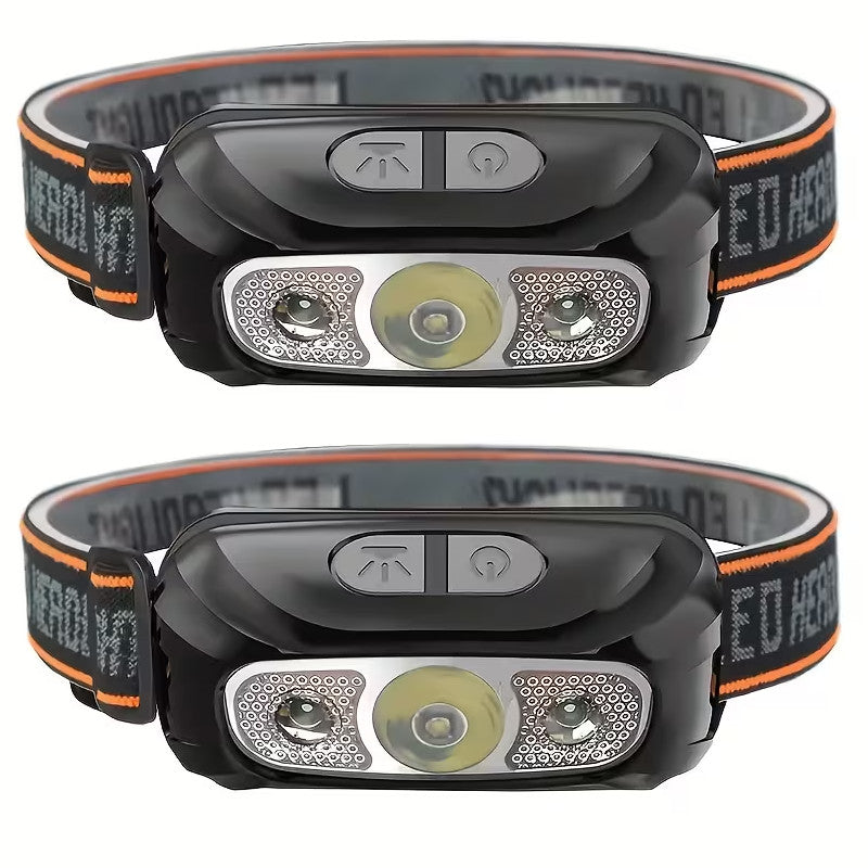 Rechargeable LED Headlamp with Wave Sensor Waterproof Outdoor Head Light