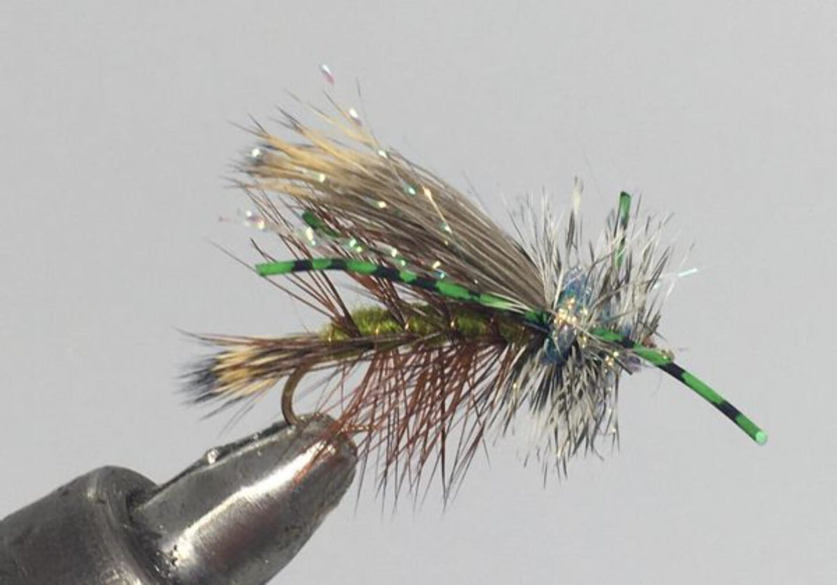 Fly Fishing Flies - Rubber Leg Crystal Stimulator in Olive - Multiple Sizes