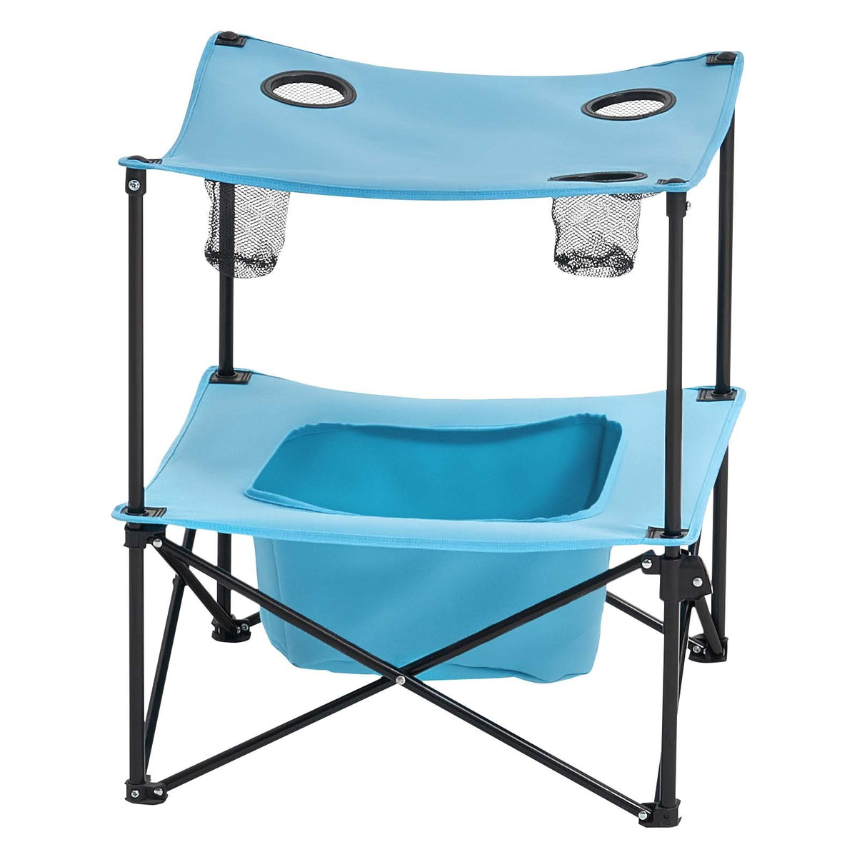 Portable Camping Table with Cup Holders, Foldable Outdoor Square Table